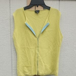 AKRIS Cahsmere Sweater Vest Quiet Luxury V Neck Old Money Lagenlook 10 Capsule L